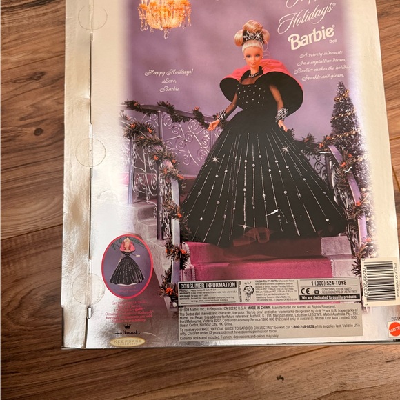Barbie Black Gown with Hot Pink CapeBarbie Happy Holidays 1998 Doll error Barbie Black Gown with Hot Pink CapeBarbie Happy Holidays 1998 Doll error